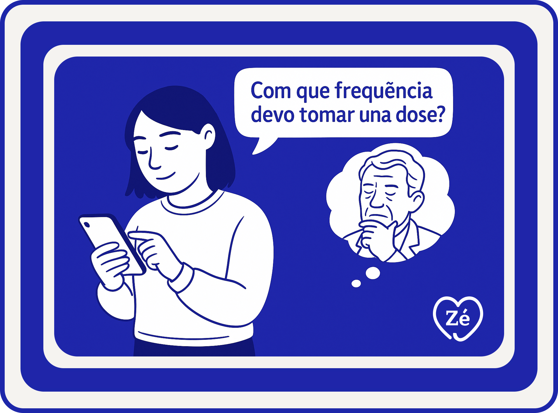 Mulher usando celular para conversar com farmacêutico sobre medicamentos